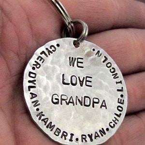 Personalized Father's Day Gift, Personalized Keychain Gift for Grandpa, Grandpa Keychain, Hand Stamped Keychain, Grandpa Gift 010 image 5