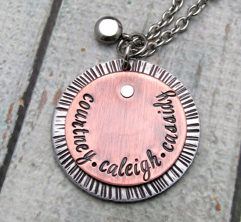Personalized Mom Necklace Personalized Necklace, Mixed Metal Necklace, Name Necklace, Personalized Jewelry, Hand Stamped Jewelry for Mom image 3