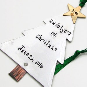 Baby's First Christmas Ornament, Custom Ornament, Hand Stamped Personalized Ornament, Xmas Tree Ornament image 5