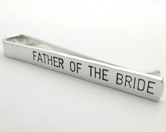 Father of the Bride Personalized Tie Clip - Hand Stamped Accessories - Personalized Tie Bar Custom -  Men's Wedding Accessories (001)