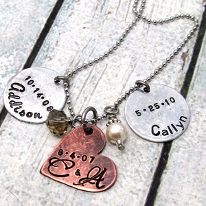 Personalized Necklace for Mom, Hand Stamped Jewelry, Mom Necklace, Personalized Mothers Necklace, Engraved Family Necklace, Mothers Day Gift image 2