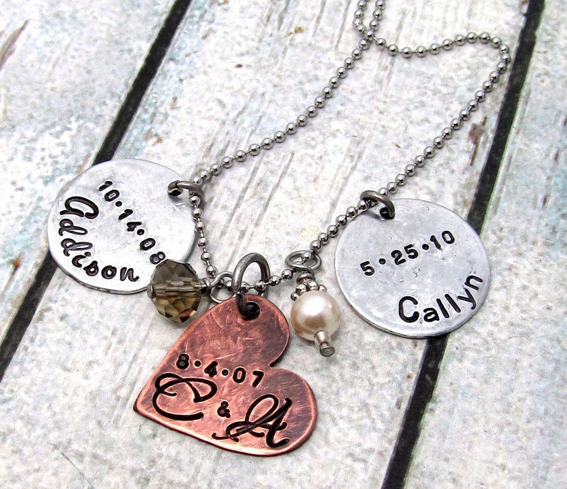 Personalized Necklace for Mom, Hand Stamped Jewelry, Mom Necklace, Personalized Mothers Necklace, Engraved Family Necklace, Mothers Day Gift image 2