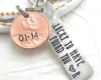 Personalized Penny Keychain | Lucky to Have Found You, Anniversary Gift
