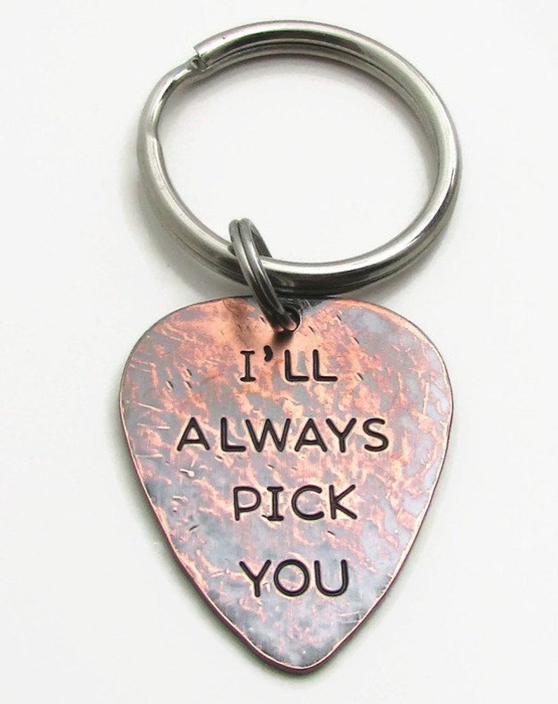Mens Personalized Guitar Pick Keychain Engraved Mens Gift Etsy