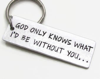 Hand Stamped Personalized Keychain – Anniversary Gift, Custom Quote