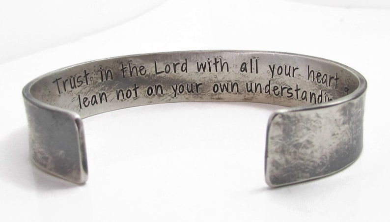 Mens Gift for him Hidden Message Cuff Bracelet in Sterling Silver Hand Stamped Inscription Your Special Message Personalized Bracelet