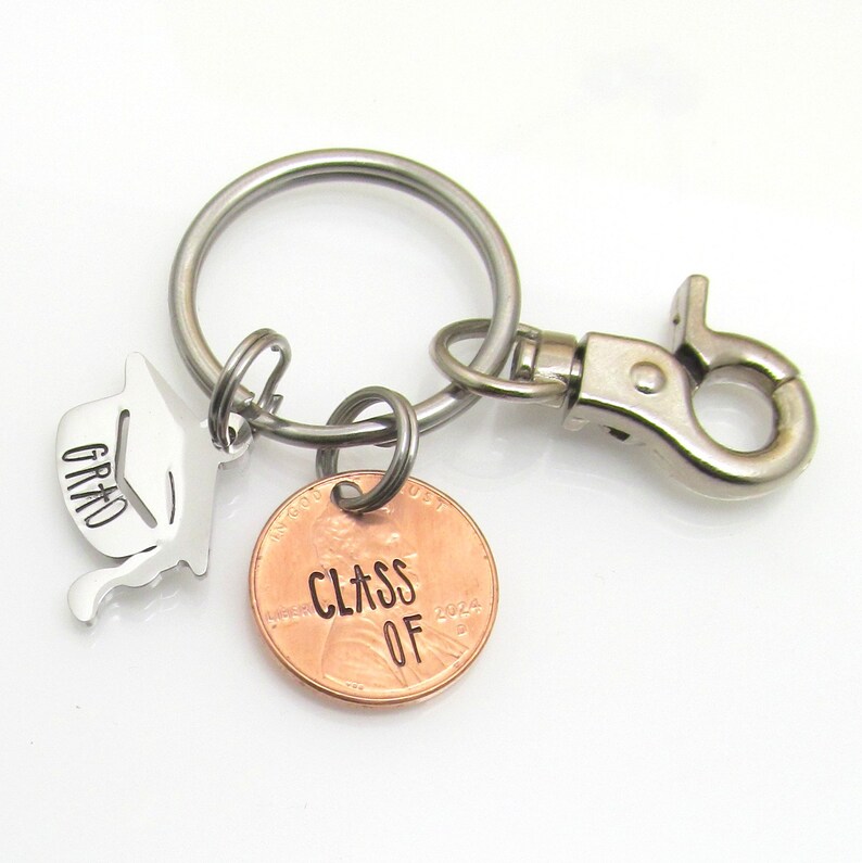 Class of 2024 Graduation Gift Idea, Personalized Graduation Keychain, Personalized Grad Gift, Personalized Penny Keychain, Grad Gift for Him image 6