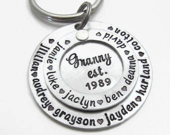 Personalized Large Family Keychain, Engraved Mom or Grandma Gift, Personalized Keychain, Mothers Day gift, Grandmother Mother