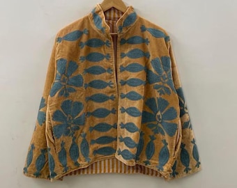 Handmade Vintage Suzani Embroidered Cotton Suzani Jacket, Women Wear Boho Coat Bomber Short Jacket Ethnic Outerwear Gift For Her Duster Coat