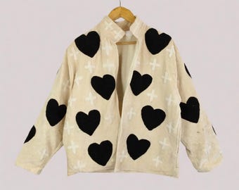 Handmade Vintage Suzani Embroidered Cotton Suzani Jacket, Women Wear Boho Coat Bomber Short Jacket Ethnic Outerwear Gift For Her Duster Coat
