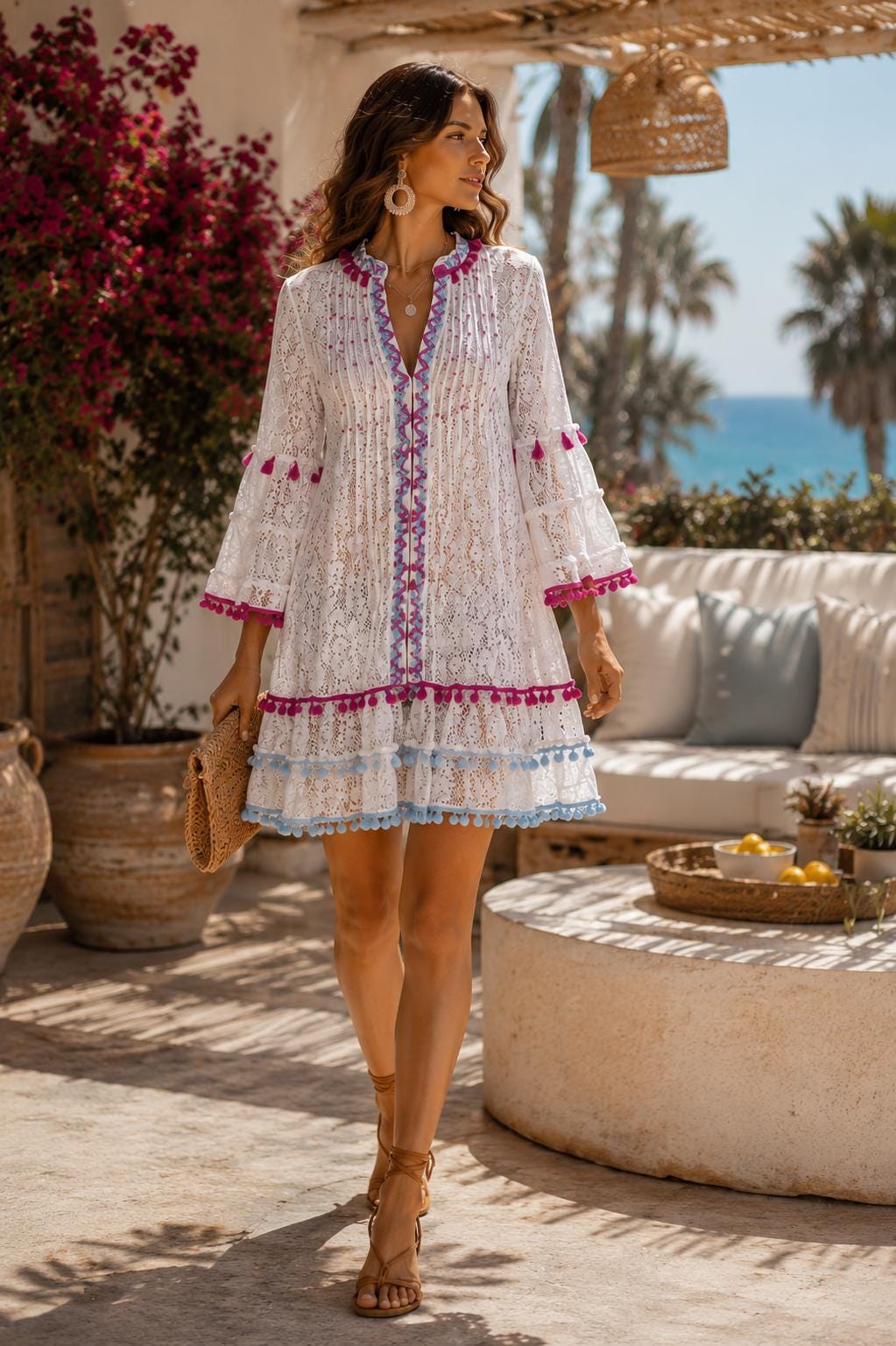 pom pom beach dress Pom-Pom Tassel Tie Cover-Up Dress | Fun Beach Style