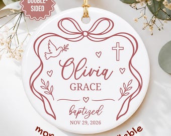 Girl Baptism Ornament, Personalized Christening Ornament, Custom Baptism Ornament, Christening Keepsake Gift, First Communion Ornament