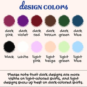 Puede incluir: Una tabla de colores con el texto "design colors" en escritura azul. La tabla muestra 12 muestras de color, incluyendo rosa oscuro, violeta oscuro, rojo oscuro, marr&oacute;n oscuro, verde oscuro, azul oscuro, negro, blanco, rosa claro, beige claro, verde claro y azul claro.