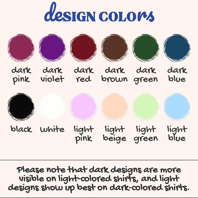 Puede incluir: Una tabla de colores con el texto "design colors" en escritura azul. La tabla muestra 12 muestras de color, incluyendo rosa oscuro, violeta oscuro, rojo oscuro, marr&oacute;n oscuro, verde oscuro, azul oscuro, negro, blanco, rosa claro, beige claro, verde claro y azul claro.