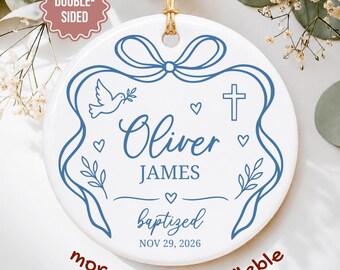 Boy Baptism Ornament, Personalized Christening Ornament, Custom Baptism Ornament, Christening Keepsake Gift, First Communion Ornament3