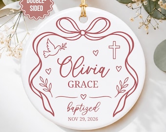 Girl Baptism Ornament, Personalized Christening Ornament, Custom Baptism Ornament, Christening Keepsake Gift, First Communion Ornament