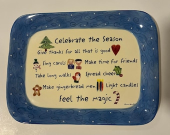 Marianne Richmond – Weihnachtsteller „Celebrate the Season“ aus blauer Keramik
