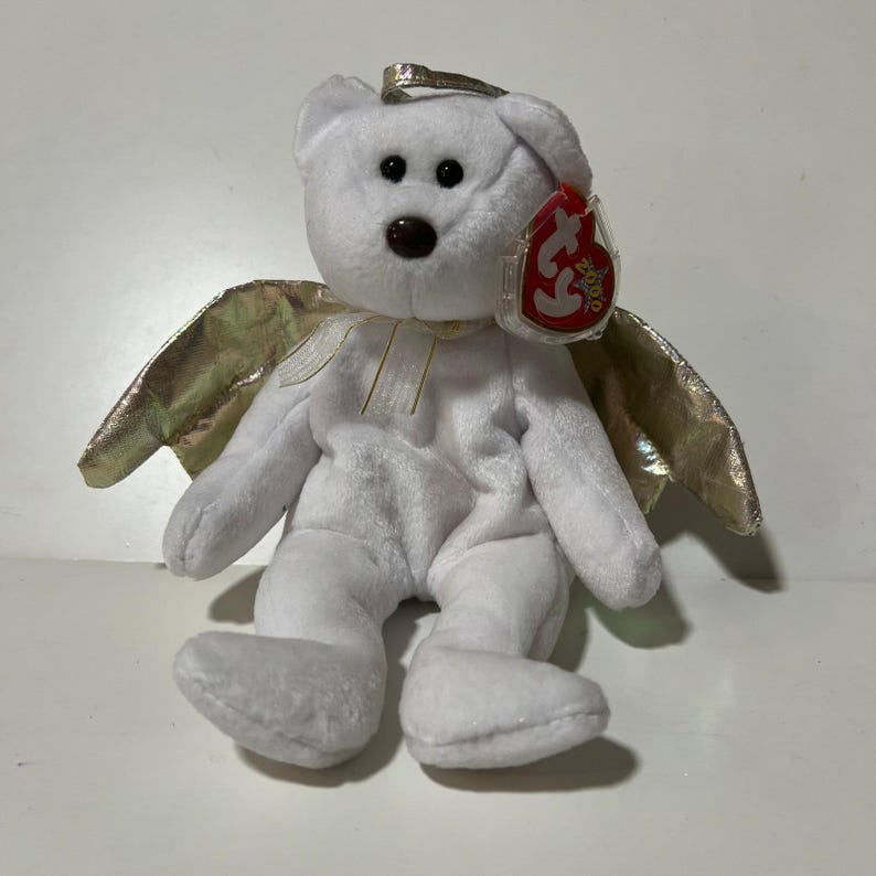 Ty Beanie Babies Angel Bear Lot Halo Halo II Herald White Plush Wings 1998-2002 image 8