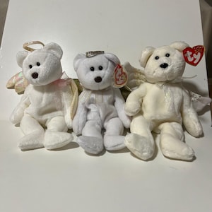 Ty Beanie Babies Angel Bear Lot Halo Halo II Herald White Plush Wings 1998-2002 image 1