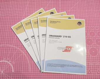 Láminas laminadas semibrillantes ORAGUARD 210, tamaño A4, resistentes a los rayos UV y al agua (paquete de 10)