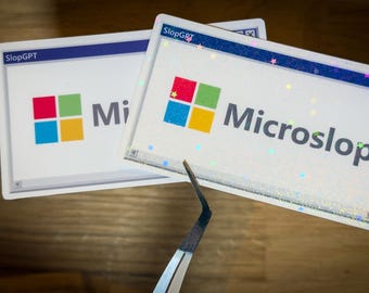 Custom made 3 inch Microslop Sticker Geeky Parody Laptop Decals