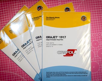 Fogli adesivi in vinile opaco stampabili a getto d'inchiostro ORAJET 1917 A4 (confezione da 10)