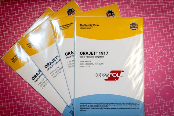 ORAJET 1917 Matte Inkjet Printable Vinyl Sticker Sheets A4 (10 Pack)
