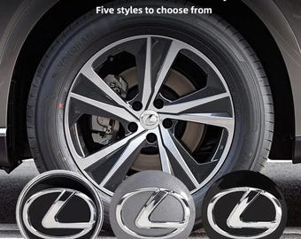 Lexus Wheel Center Caps 62mm Set of 4 | Replacement Hub Caps for Lexus Rims | Black Silver Wheel Covers OEM Style Car Accessories