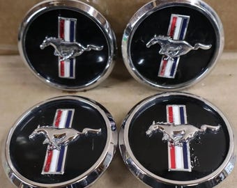 Ford Mustang Wheel Center Caps Set of 4 (54mm 68mm) | Pony Logo Hub Caps for Mustang GT EcoBoost | Replacement Rim Caps Accessories
