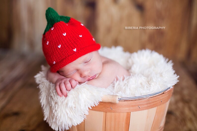 Strawberry baby newborn knit hat Etsy