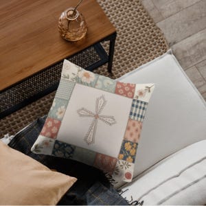 Christian Cross Floral Patchwork PNG Clipart, Vintage Folk Embroidery Cross,  Cottagecore Faith Botanical Graphics, Boho Cross Illustration