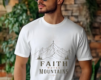Christian Mountain Cross PNG, Outdoor Hiking Adventure Faith png, POD Shirt File Gift for Christian Man Vintage Rustic Nature Mens Apparel