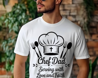 Christian Cook Dad Chef Hat Cross PNG, Faith Chef Father Utensils, Religious Kitchen Dad Shirt Mug Apron Graphics POD, kitchen chef png, DTF