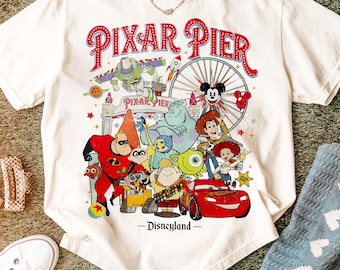 Vintage Pixar Pier Disneyland png, Disneyland Pixar Fest 2026 design, Meet me at Pixar Pier Disney Pixar Characters, Pixar Family Disneyland