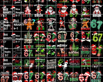 80+ Funny Christmas Meme SIX Seven Png Bundle, Santa Say 67 Png, 67 Xmas Png Bundle For Tshirt, Christmas Sublimation File