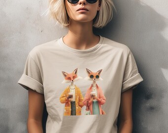 Fashion Fox T-Shirt • Anthropomorphic Animal Coffee Tee