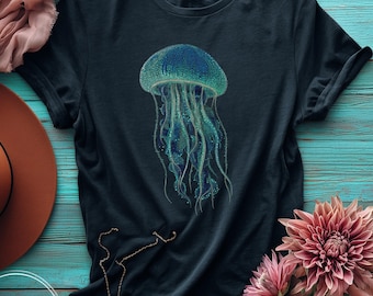 Jellyfish Graphic T-Shirt – Bioluminescent Deep Sea Marine Art Tee