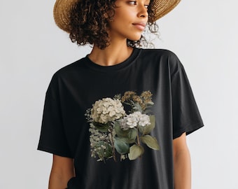 Camiseta floral botánica, camiseta vintage con arte botánico, camiseta con estampado de flores silvestres, regalo para amantes de la naturaleza, camiseta floral estética