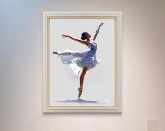 Ballerina Printable Wall Art, Elegant Dance Art Print, Ballet Dancer Illustration, Minimalist Wall Decor, Digital Download
