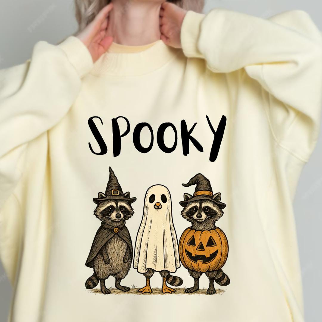 Spooky Raccoon Halloween PNG: Ghost, Witch, Pumpkin (digital Download ...