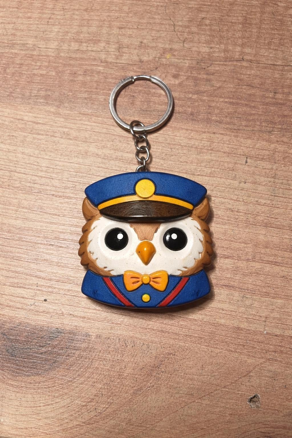 3D Printed Hand-Painted Train Conductor Owl Keychain &ndash; Animal Bag Charm