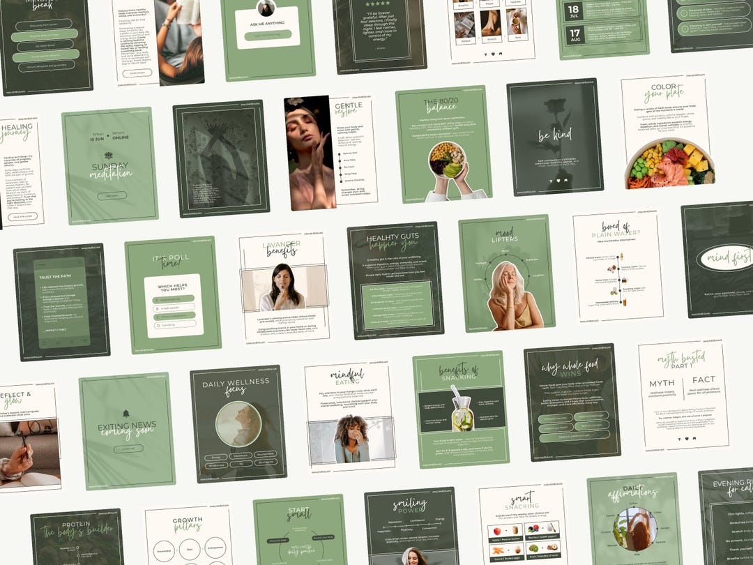 Wellness Instagram Canva Templates | Social Media Posts for Health ...