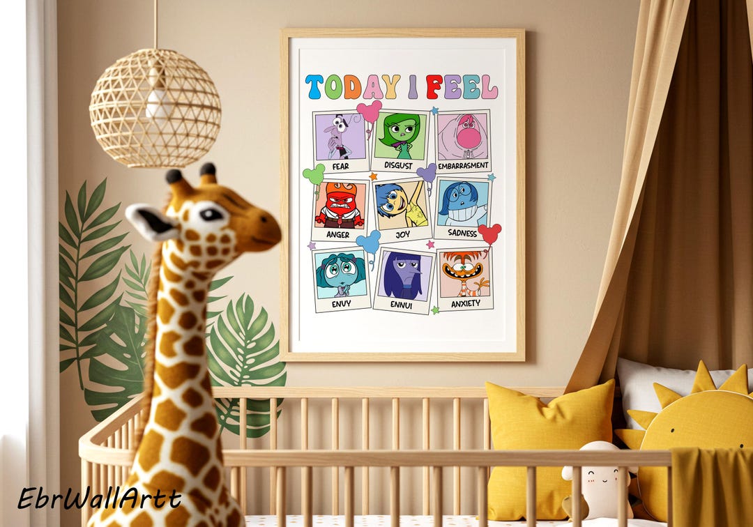 Inside Out Emotions Feelings Chart Today Feel Poster Kids Nursery Wall ...