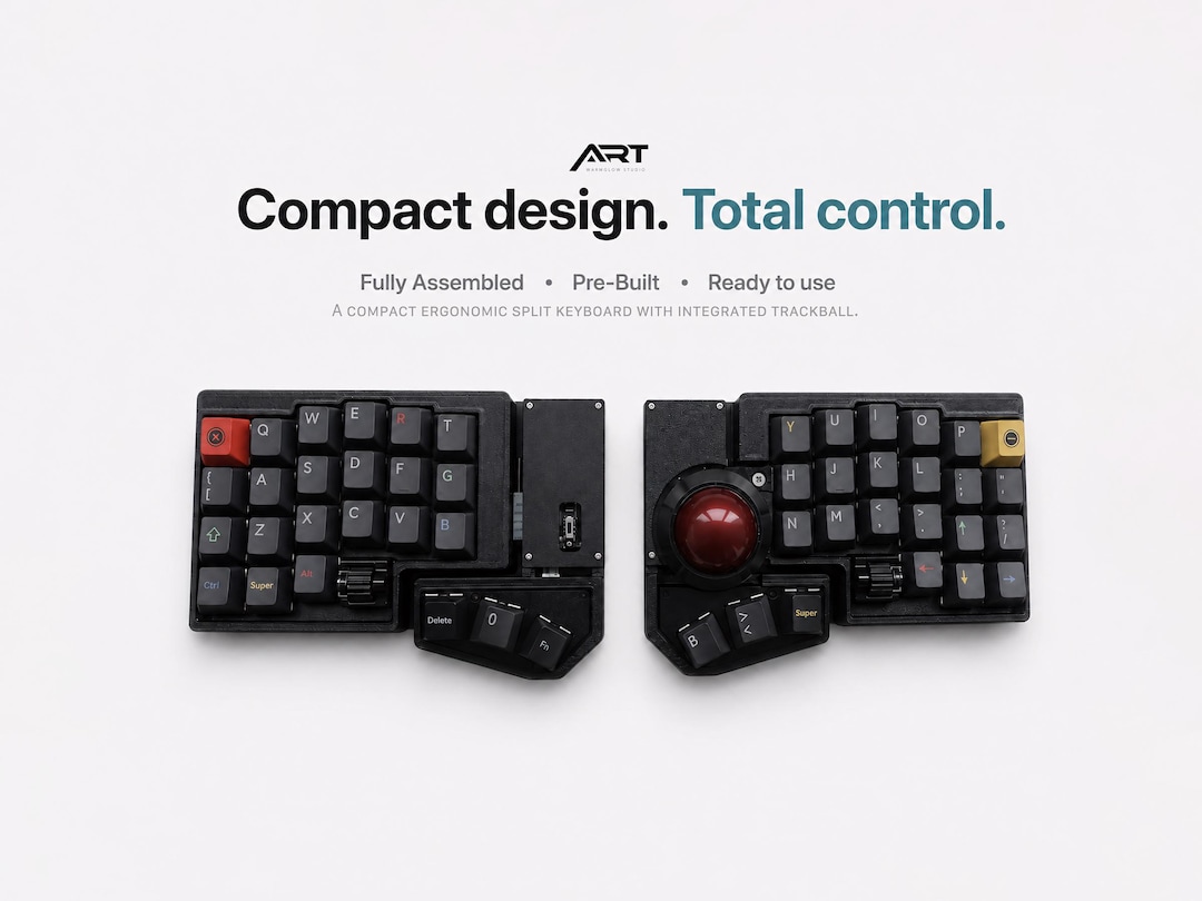 Wireless Split Keyboard With Trackball, Fully Built ZMK Ergonomic ...