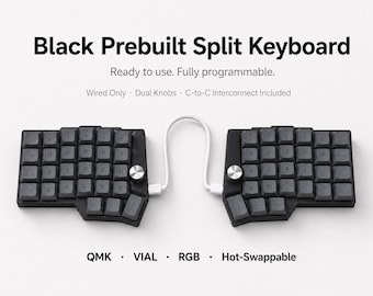 Teclado mecánico dividido, teclado ergonómico con cable preensamblado, QMK VIAL RGB intercambiable en caliente, opción barebone, perillas giratorias dobles