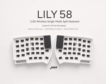 Lily58 2.4G Wireless Barebone Keyboard, Split Ergonomic Mechanical Keyboard, Vial Remappable, No Soldering Required