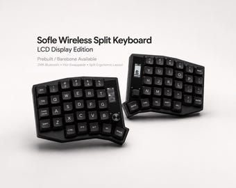 Ready to Use Sofle Wireless Split Keyboard, LCD Display ZMK Bluetooth Mechanical Keyboard, Hot Swappable, Prebuilt or Barebone