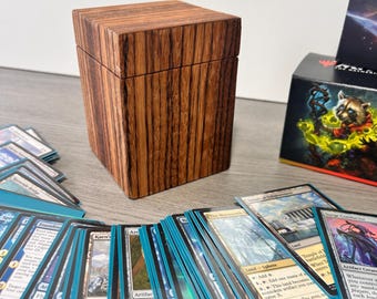 Premium Zebra Wood Handmade Commander Deck Box: MTG Card Storage