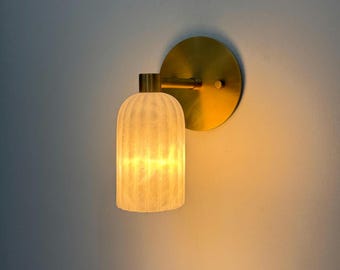 Handcrafted Alabaster Marble Wall Sconce – Solid Brass Luxury Light Fixture.