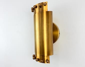 Handcrafted Solid Brass Cylindrical Wall Sconce
